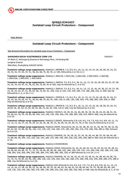 China Shenzhen Socay Electronics Co., Ltd. certificaciones