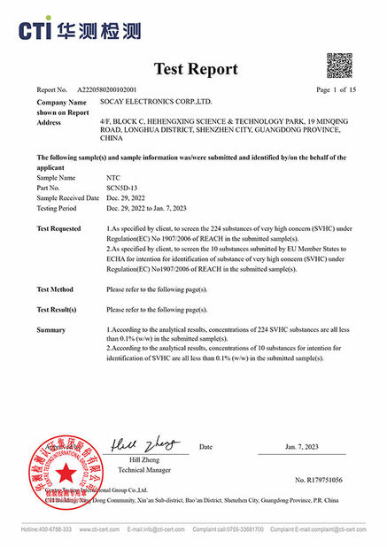 China Shenzhen Socay Electronics Co., Ltd. certificaciones