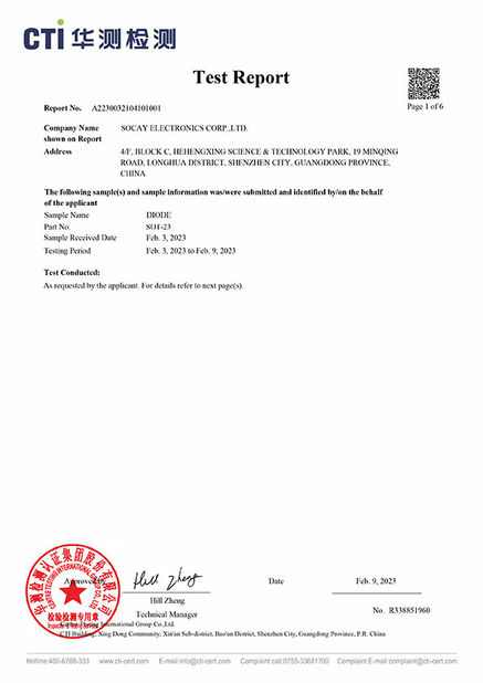 China Shenzhen Socay Electronics Co., Ltd. certificaciones